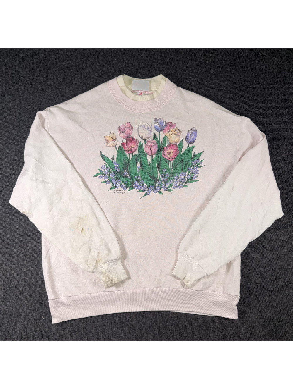 Vintage Morning Sun Jerzees Made in USA Floral Sweatshirt Size Large